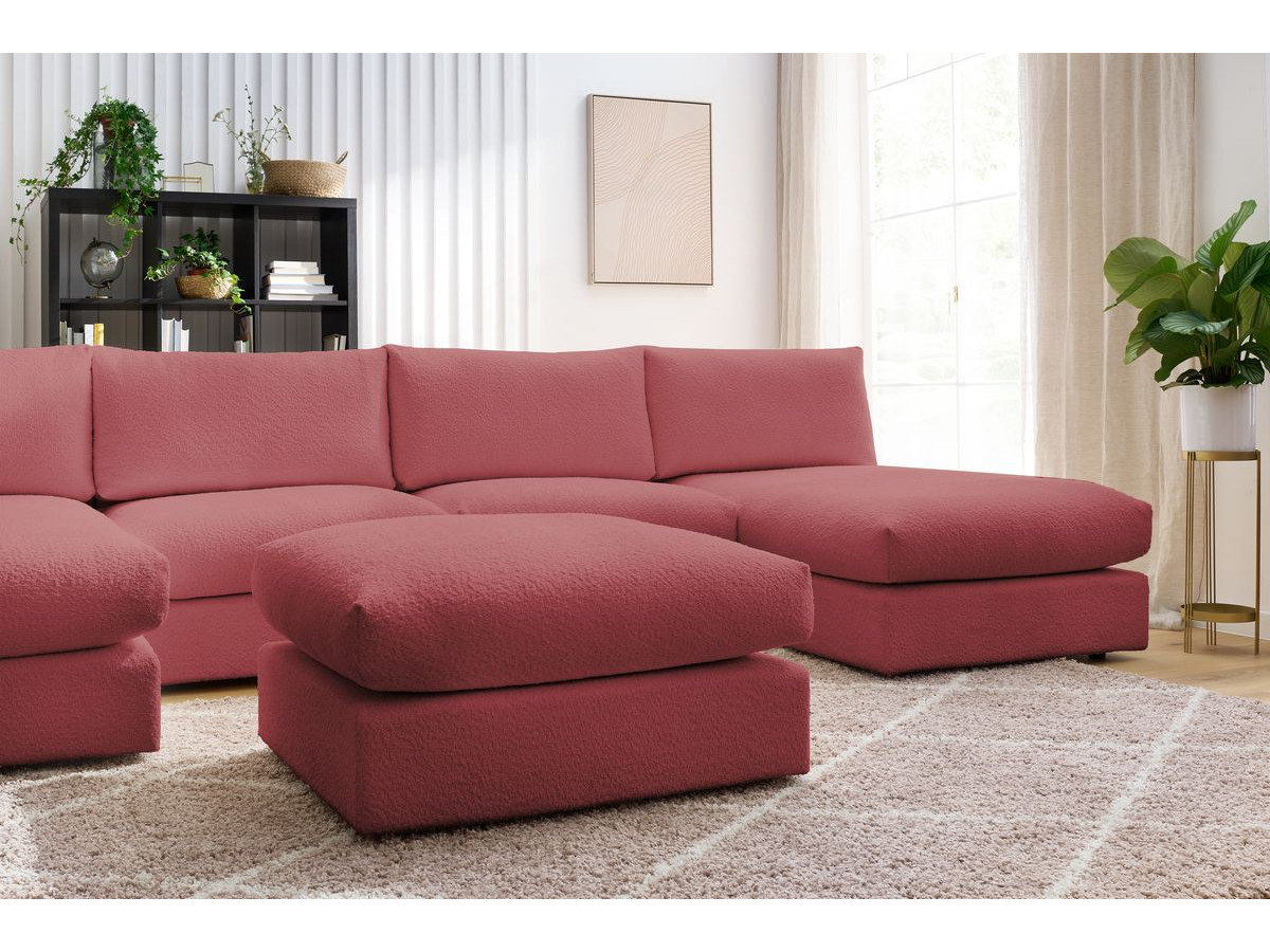 PARIS vaste panoramabank 100% modulaire badstof met 2 fauteuils, 2 chaise longues, 1 poef