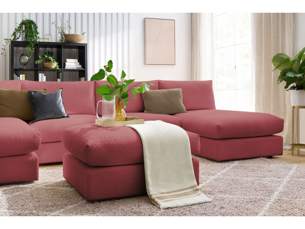PARIS vaste panoramabank 100% modulaire badstof met 2 fauteuils, 2 chaise longues, 1 poef