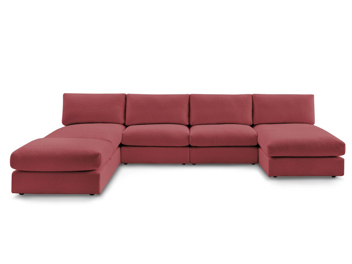 Canapé panoramique fixe 100% modulable PARIS tissu effet bouclé 2 chauffeuses, 2 méridiennes, 1 pouf