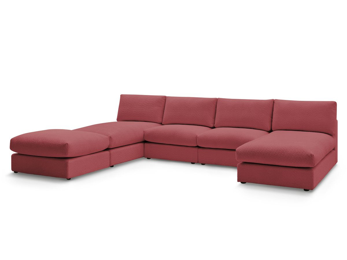PARIS vaste panoramabank 100% modulaire badstof met 2 fauteuils, 2 chaise longues, 1 poef