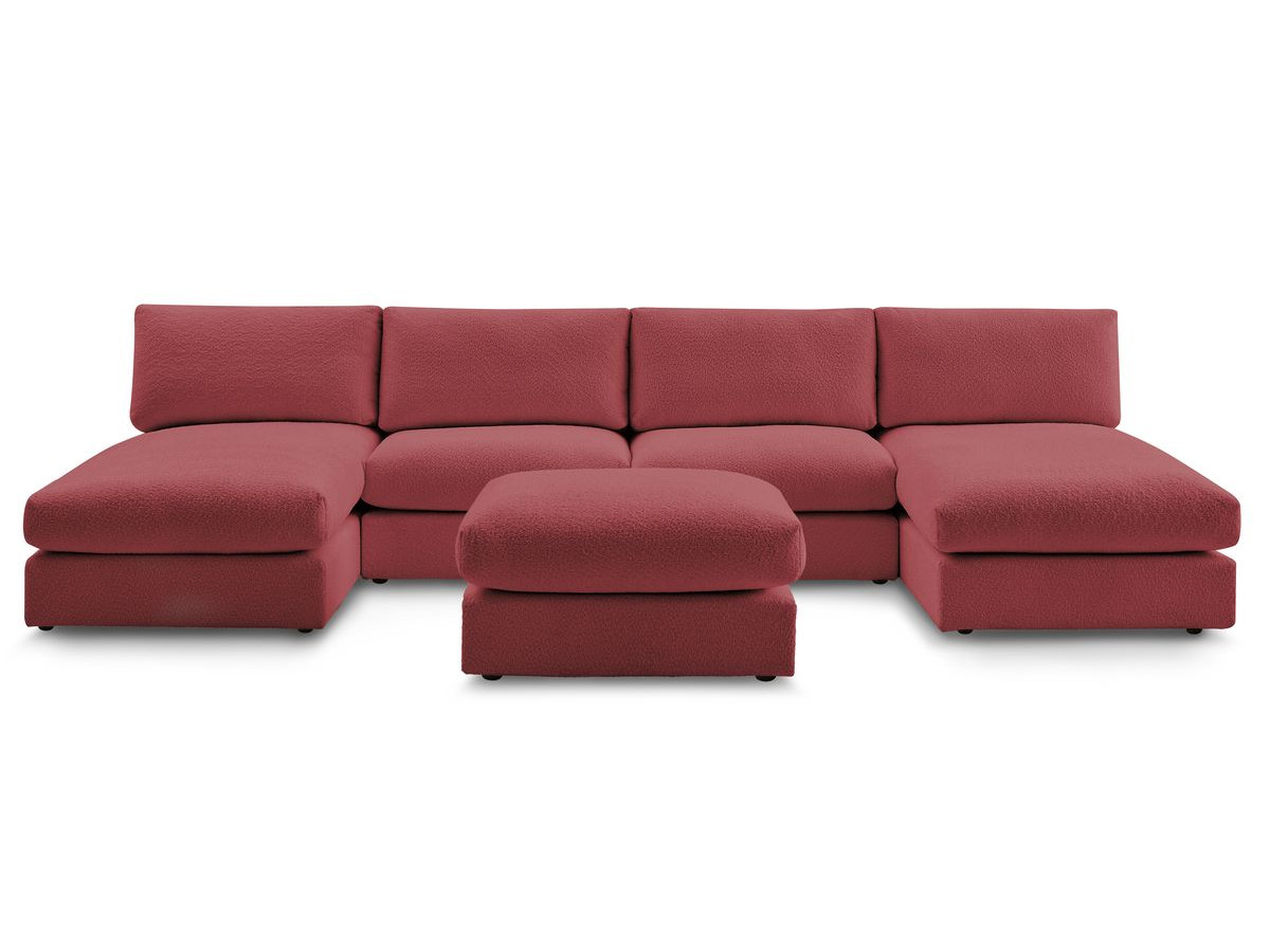 PARIS vaste panoramabank 100% modulaire badstof met 2 fauteuils, 2 chaise longues, 1 poef