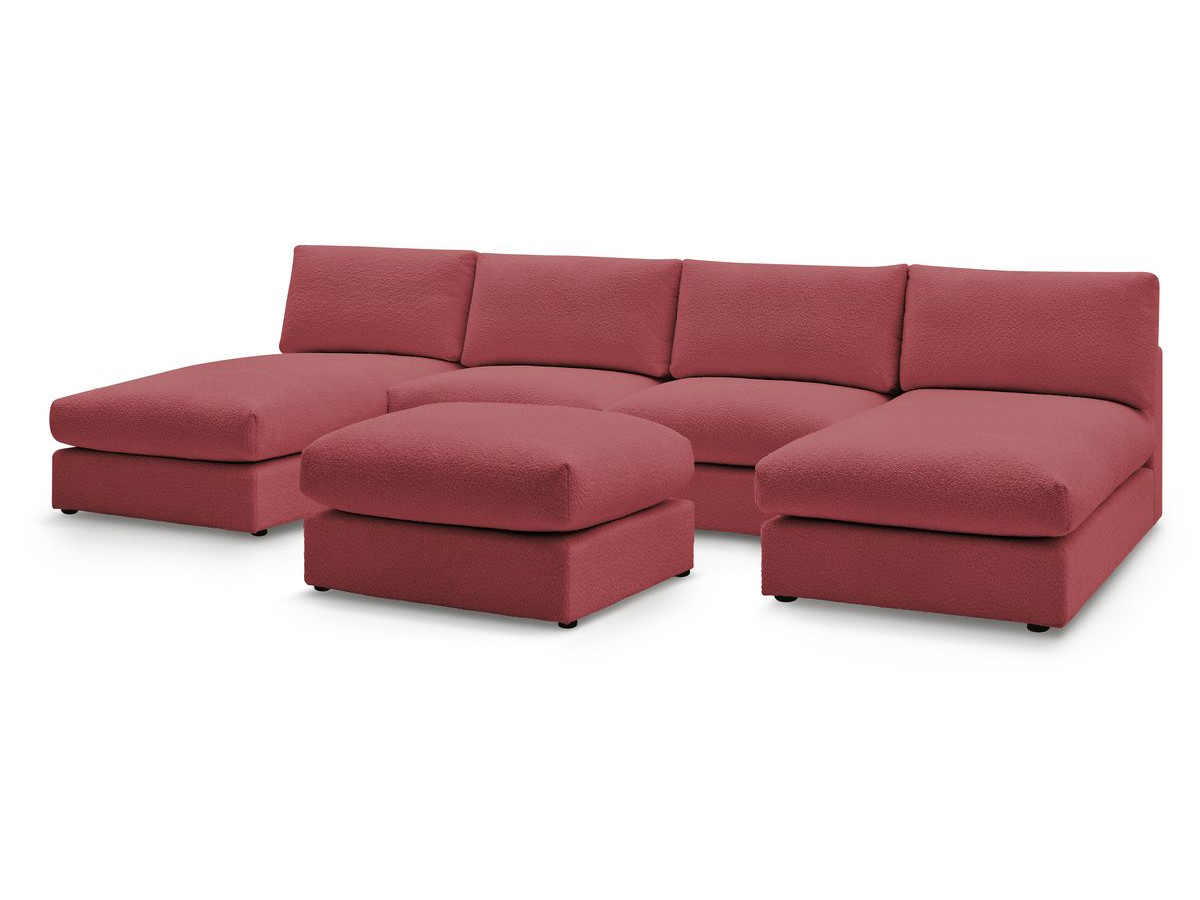 PARIS vaste panoramabank 100% modulaire badstof met 2 fauteuils, 2 chaise longues, 1 poef