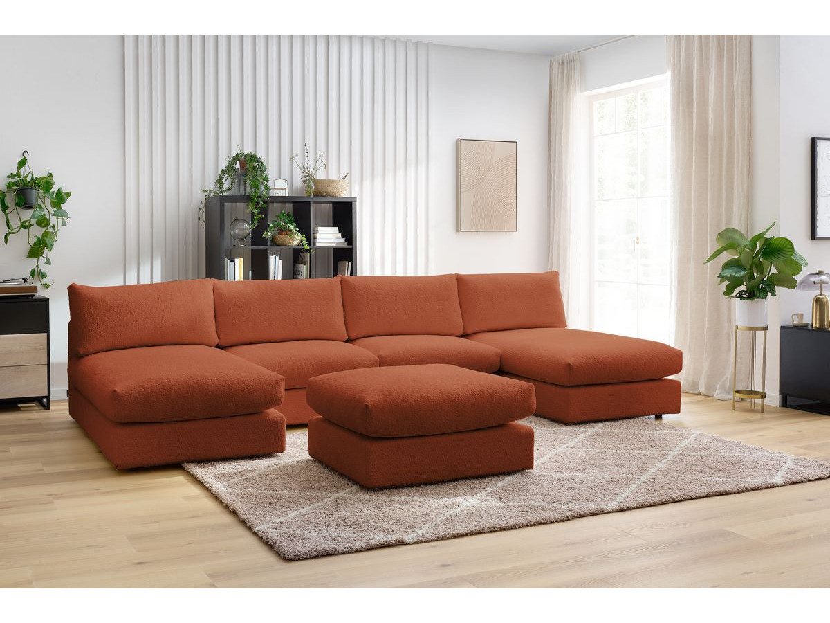 Canapé panoramique modulable PARIS bouclette orange — vue 5