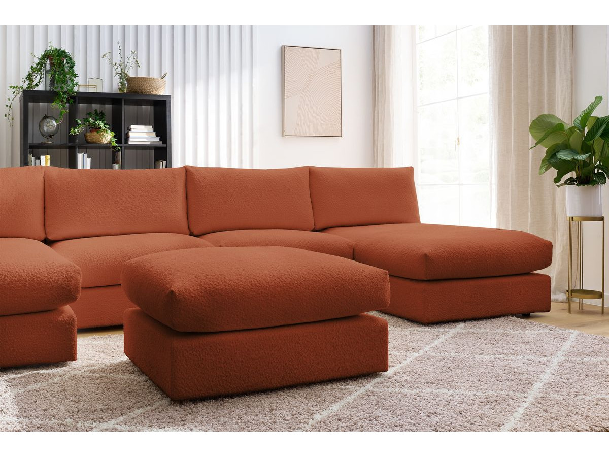 PARIS vaste panoramabank 100% modulaire badstof met 2 fauteuils, 2 chaise longues, 1 poef