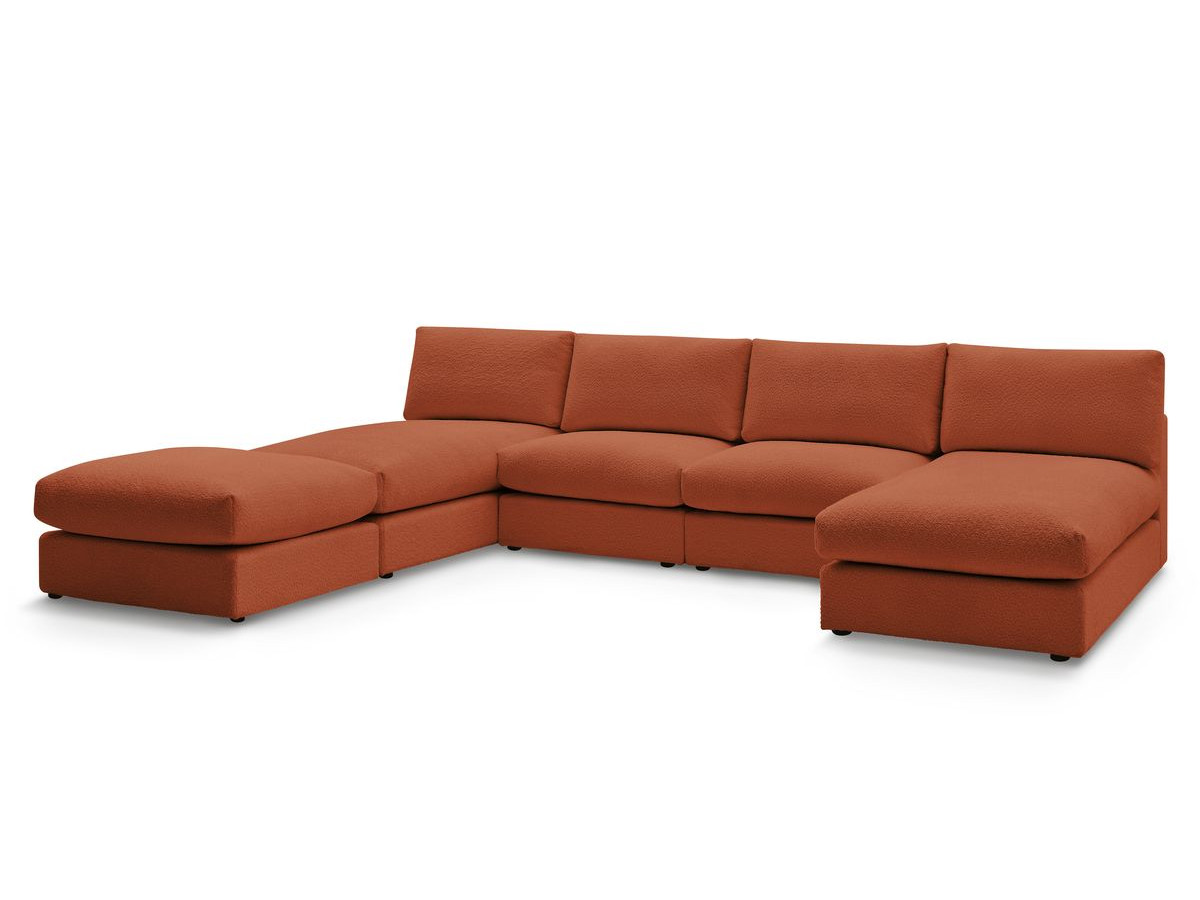 PARIS vaste panoramabank 100% modulaire badstof met 2 fauteuils, 2 chaise longues, 1 poef