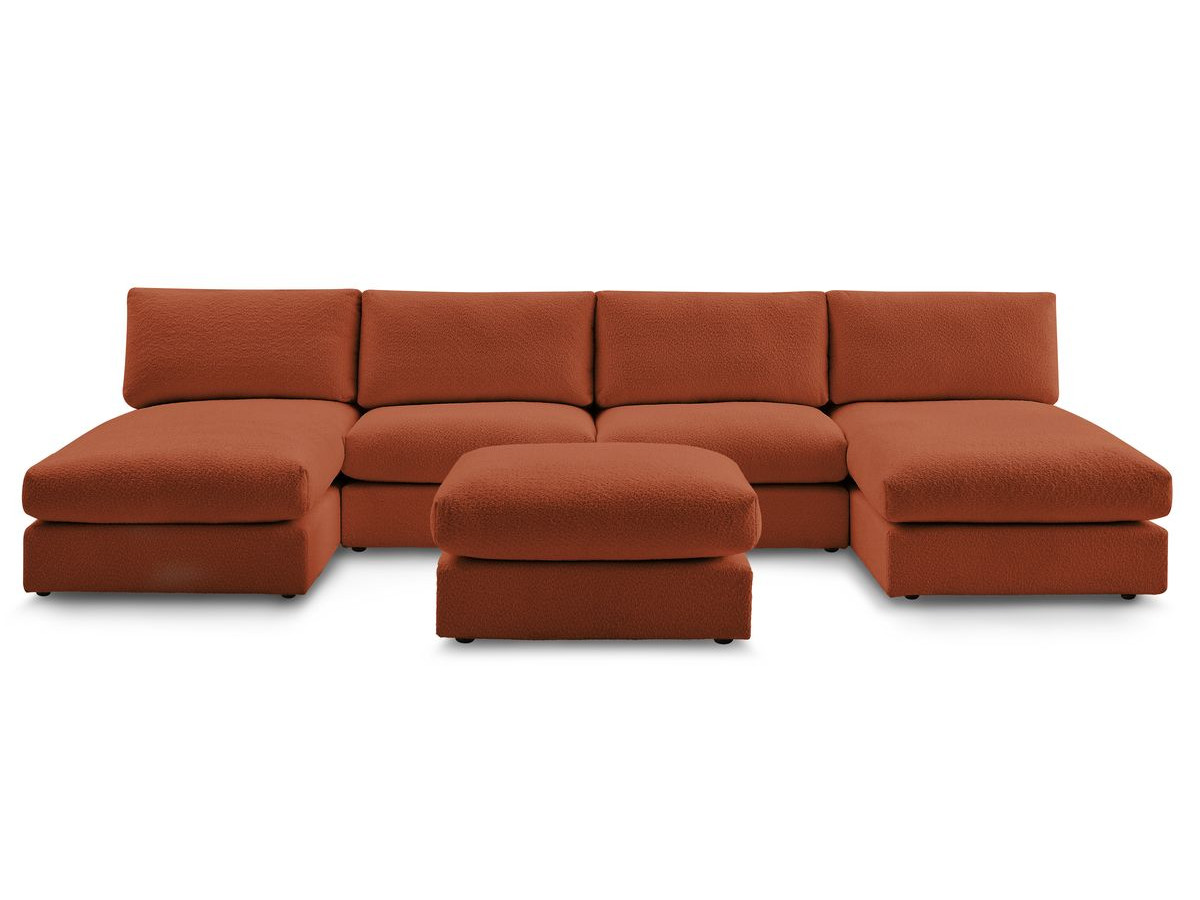 PARIS vaste panoramabank 100% modulaire badstof met 2 fauteuils, 2 chaise longues, 1 poef