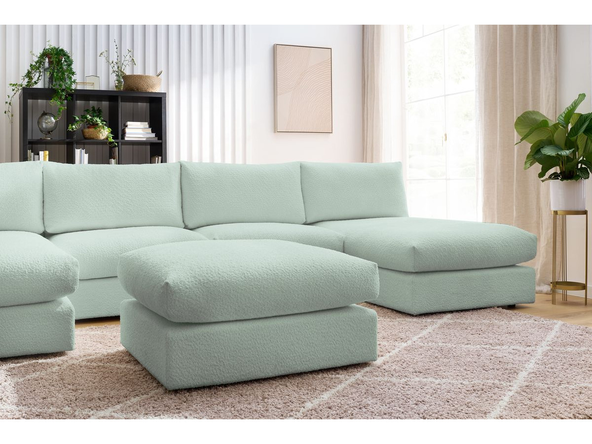 PARIS vaste panoramabank 100% modulaire badstof met 2 fauteuils, 2 chaise longues, 1 poef