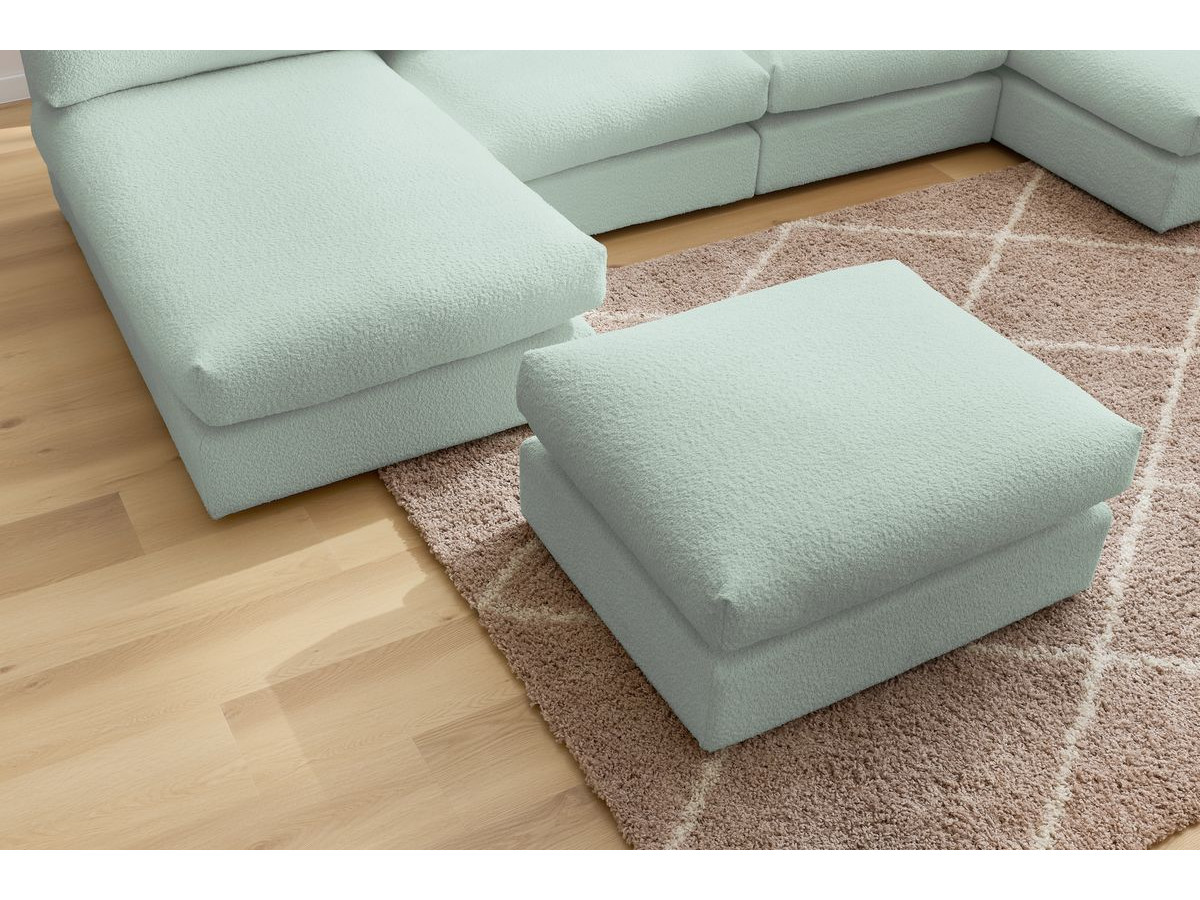 PARIS vaste panoramabank 100% modulaire badstof met 2 fauteuils, 2 chaise longues, 1 poef