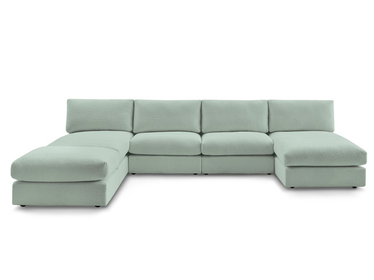 PARIS vaste panoramabank 100% modulaire badstof met 2 fauteuils, 2 chaise longues, 1 poef