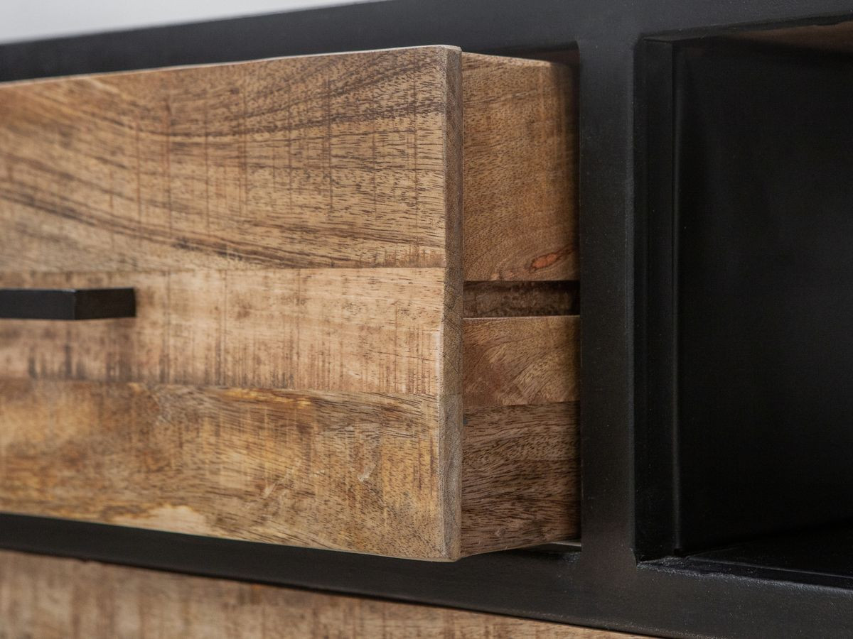 BEAUBOURG complete woonkamer met 200 cm dressoir + tv-meubel + salontafel Massief mangohout