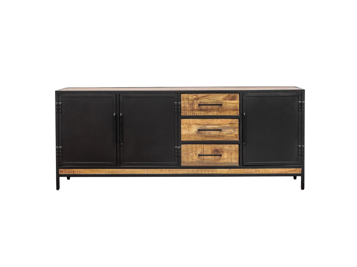 BEAUBOURG Set met 200 cm dressoir + mangohouten boekenkast