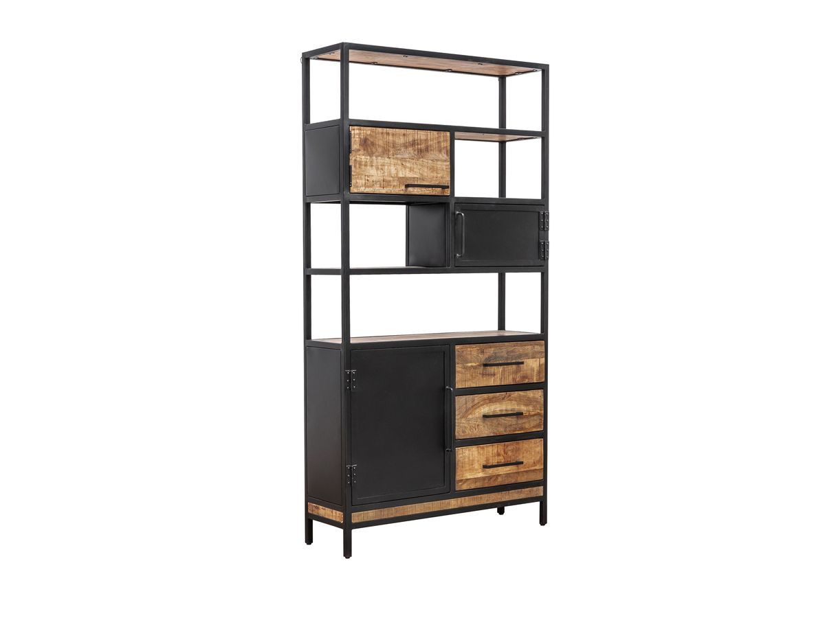 BEAUBOURG Set met 200 cm dressoir + mangohouten boekenkast