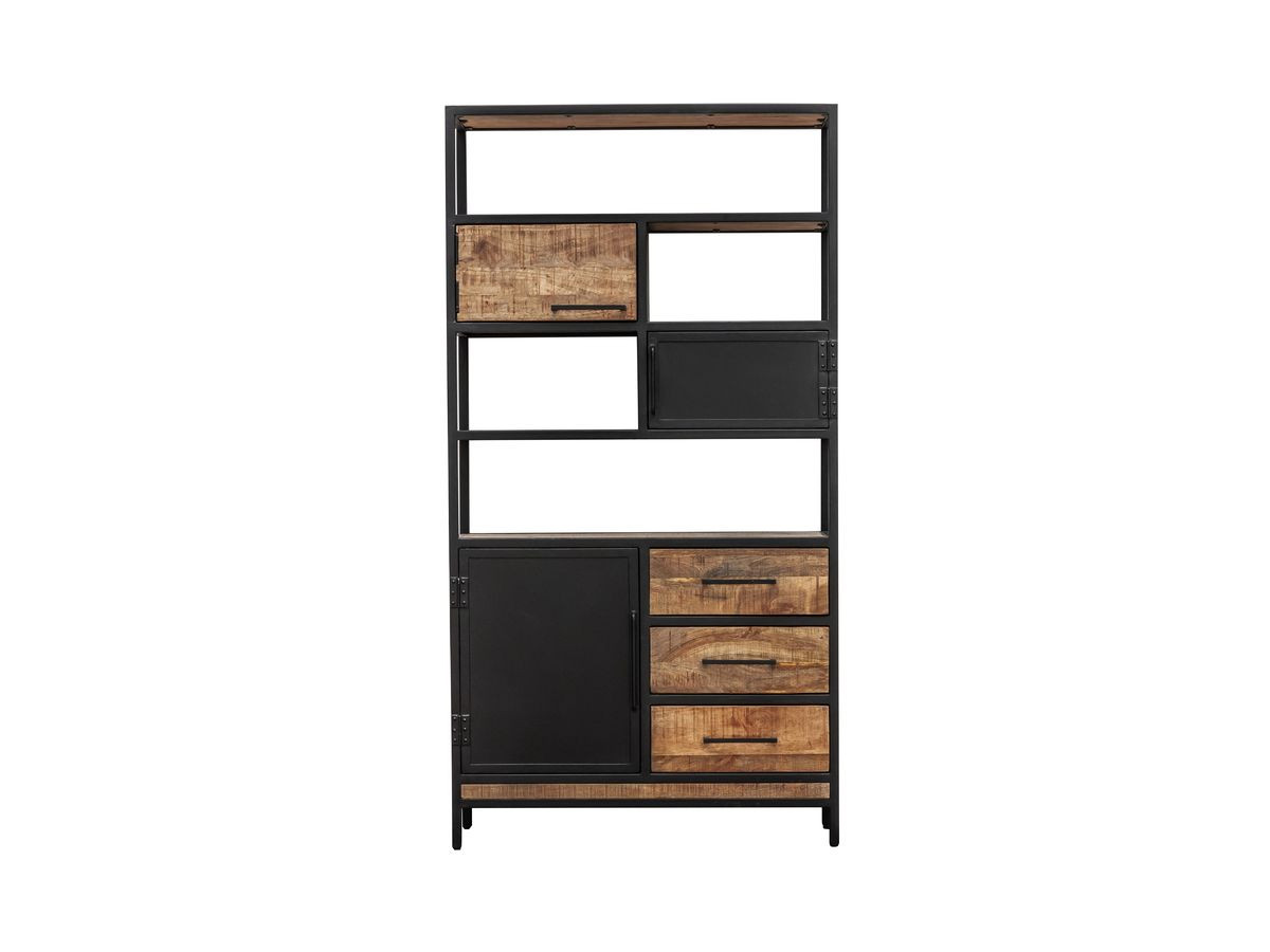 BEAUBOURG Set met 200 cm dressoir + mangohouten boekenkast