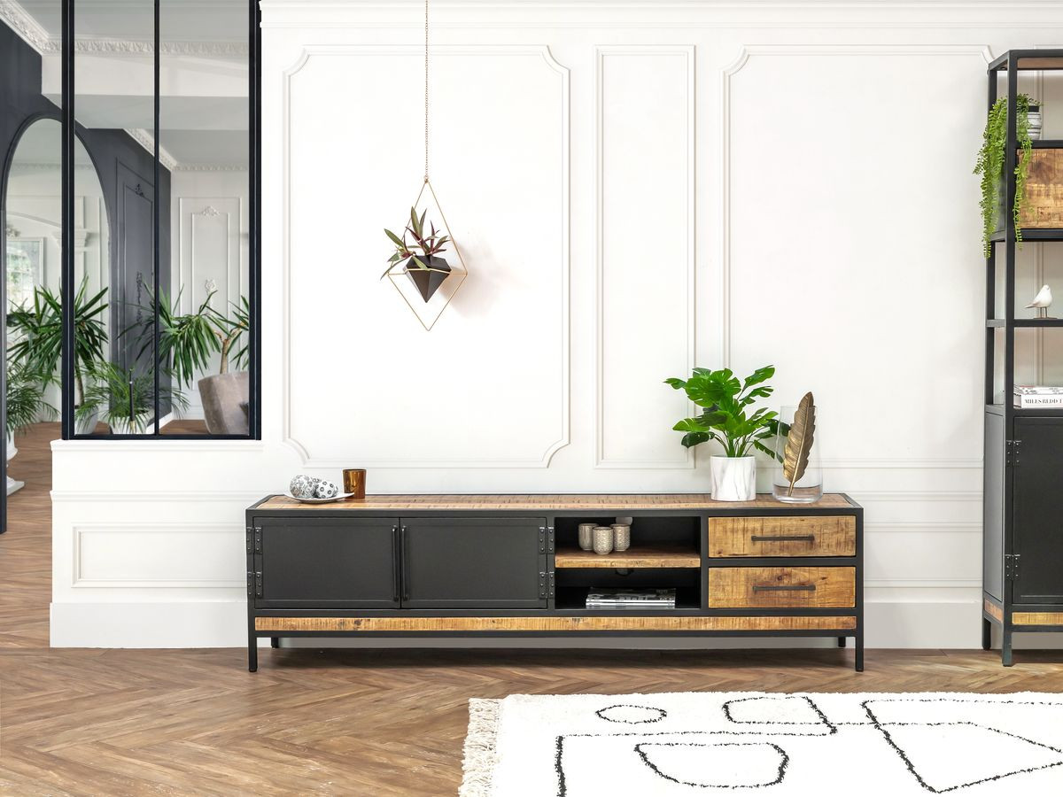 BEAUBOURG Set met 160 cm dressoir + tv-meubel massief mangohout
