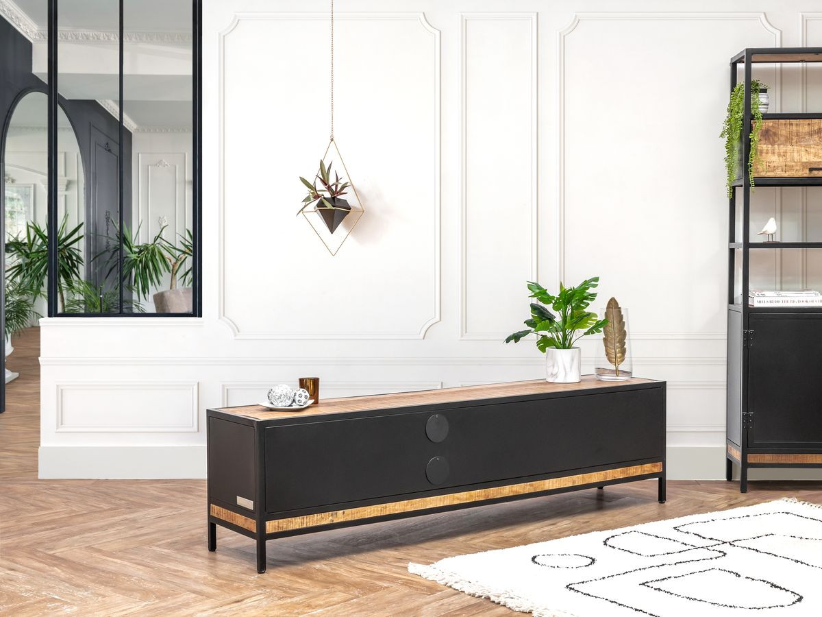 BEAUBOURG Set met 160 cm dressoir + tv-meubel massief mangohout