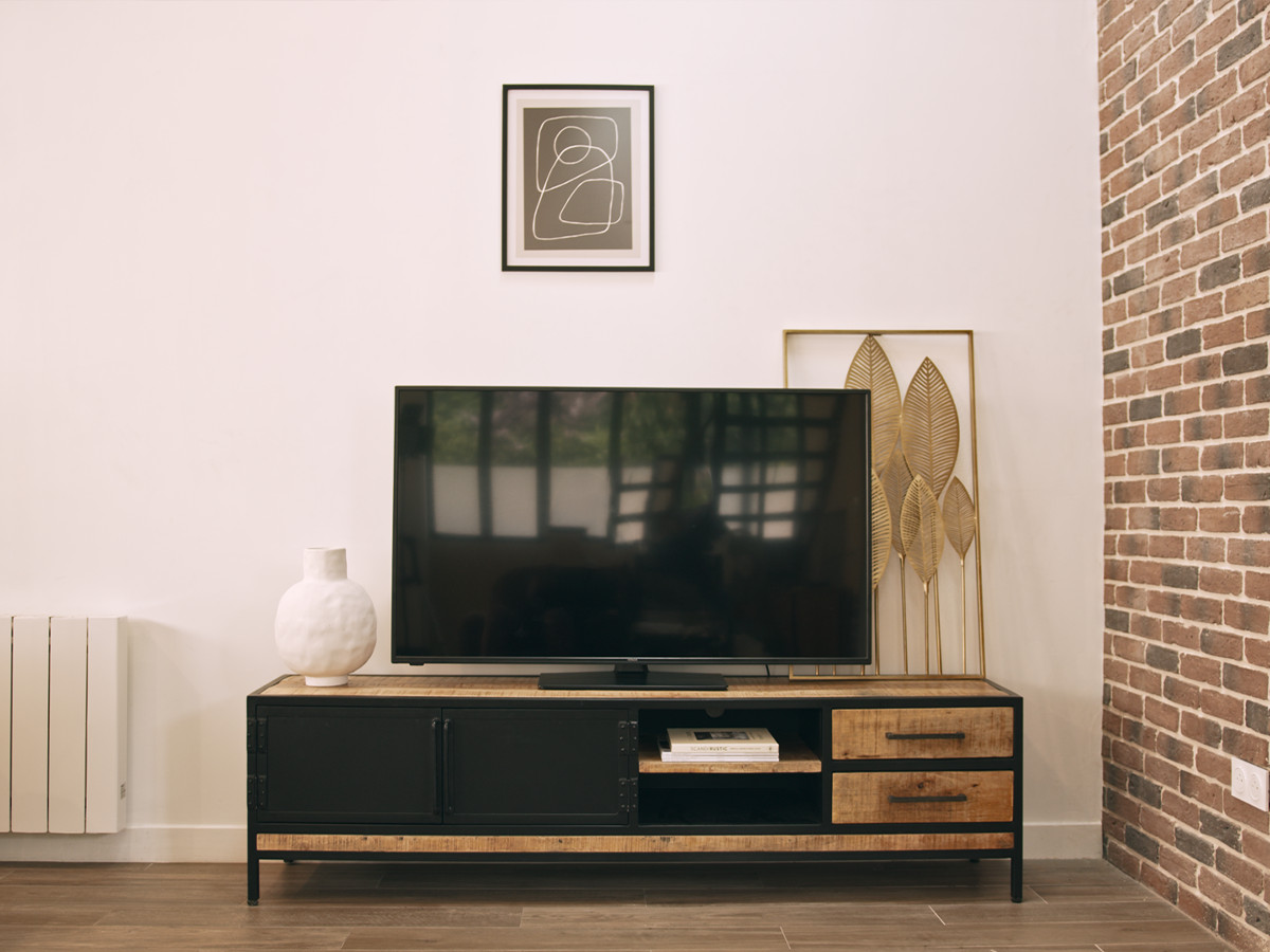 BEAUBOURG Set met 200 cm dressoir + mangohouten tv-kast