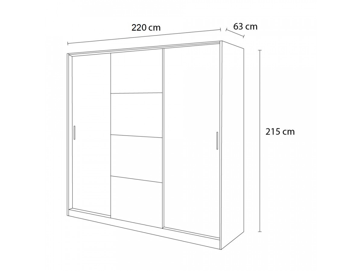 Kledingkast L220 cm ZENITA Wit en eiken