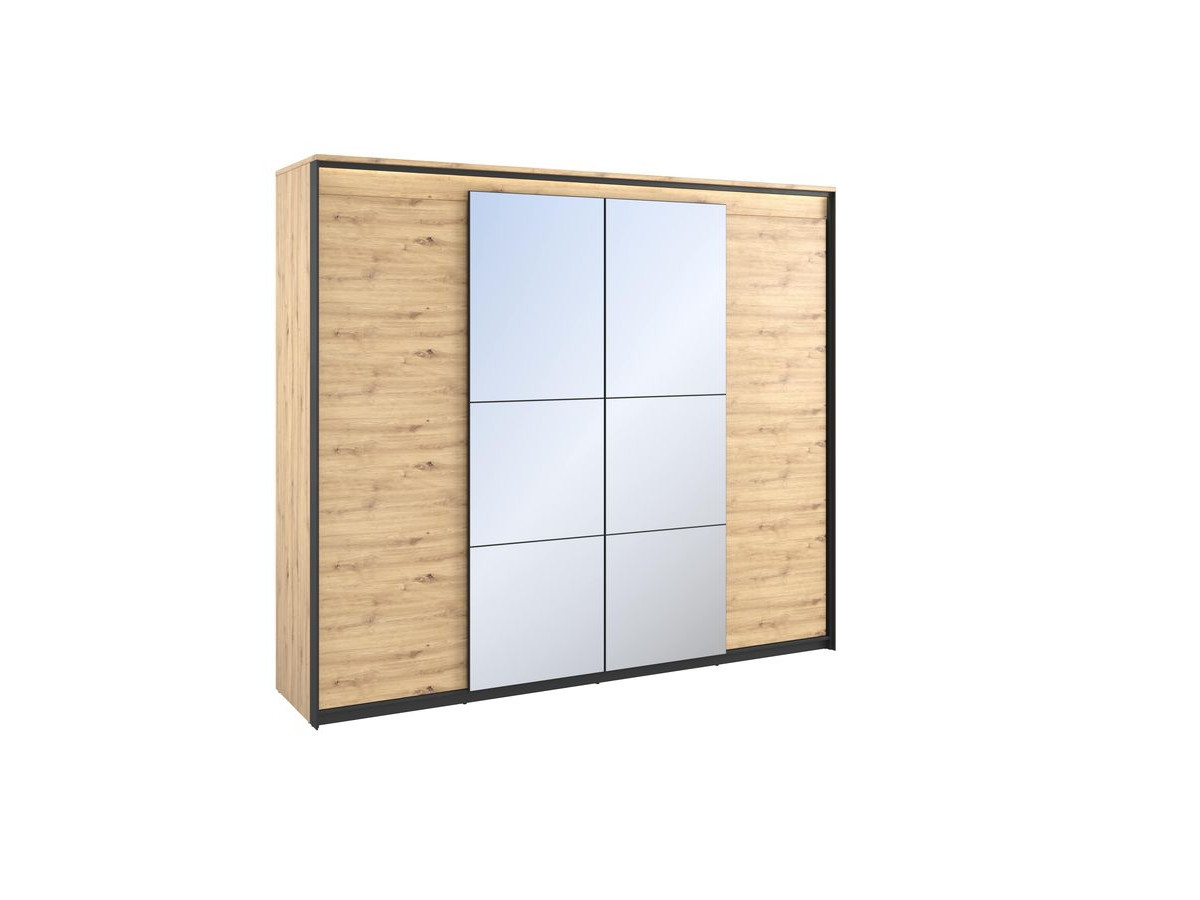 KYRIA 250 cm 4-deurs kledingkast met LED's, eikenlook