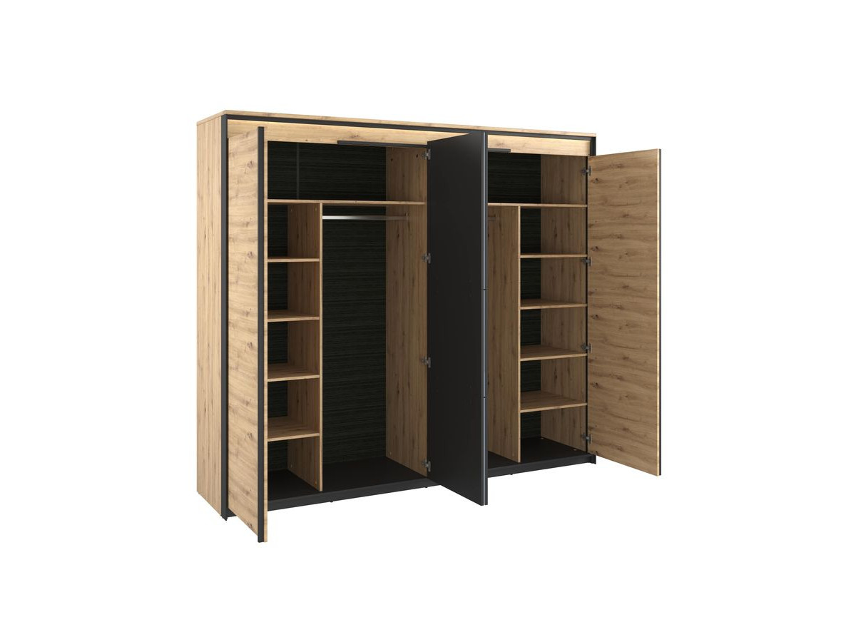 KYRIA set met opbergbed + ladekast + kledingkast + 2 nachtkastjes