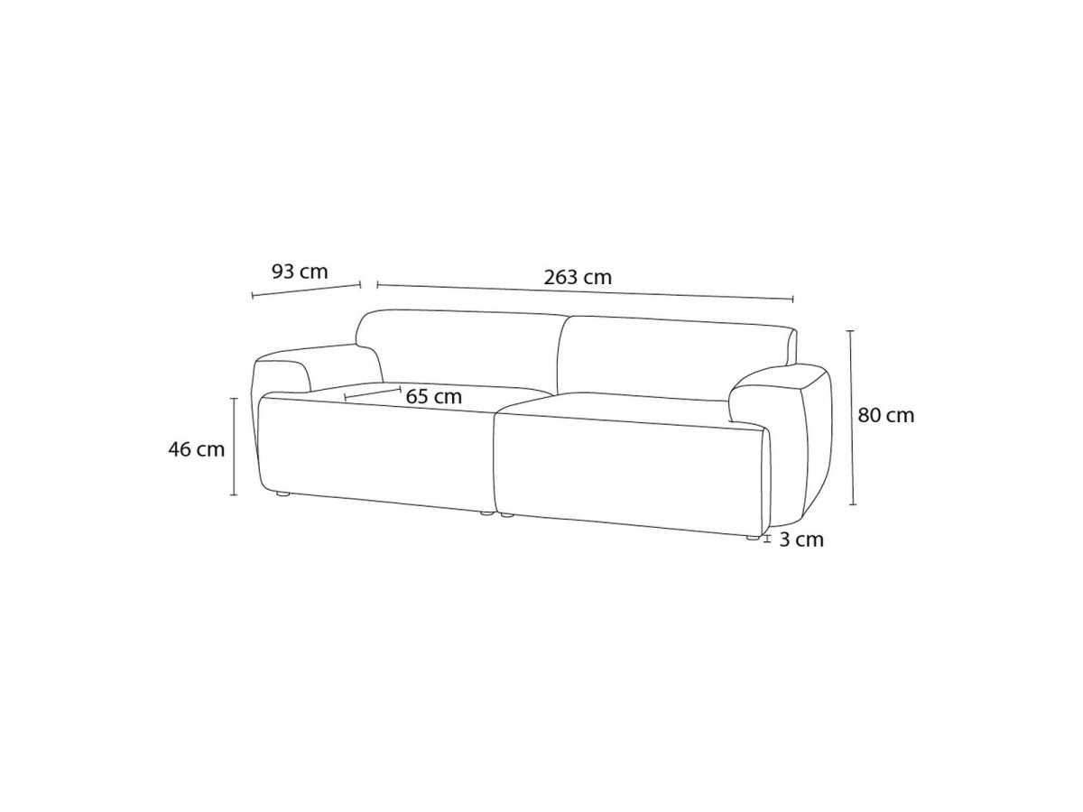 Sofa 3-osobowa nierozkładana MARAIS