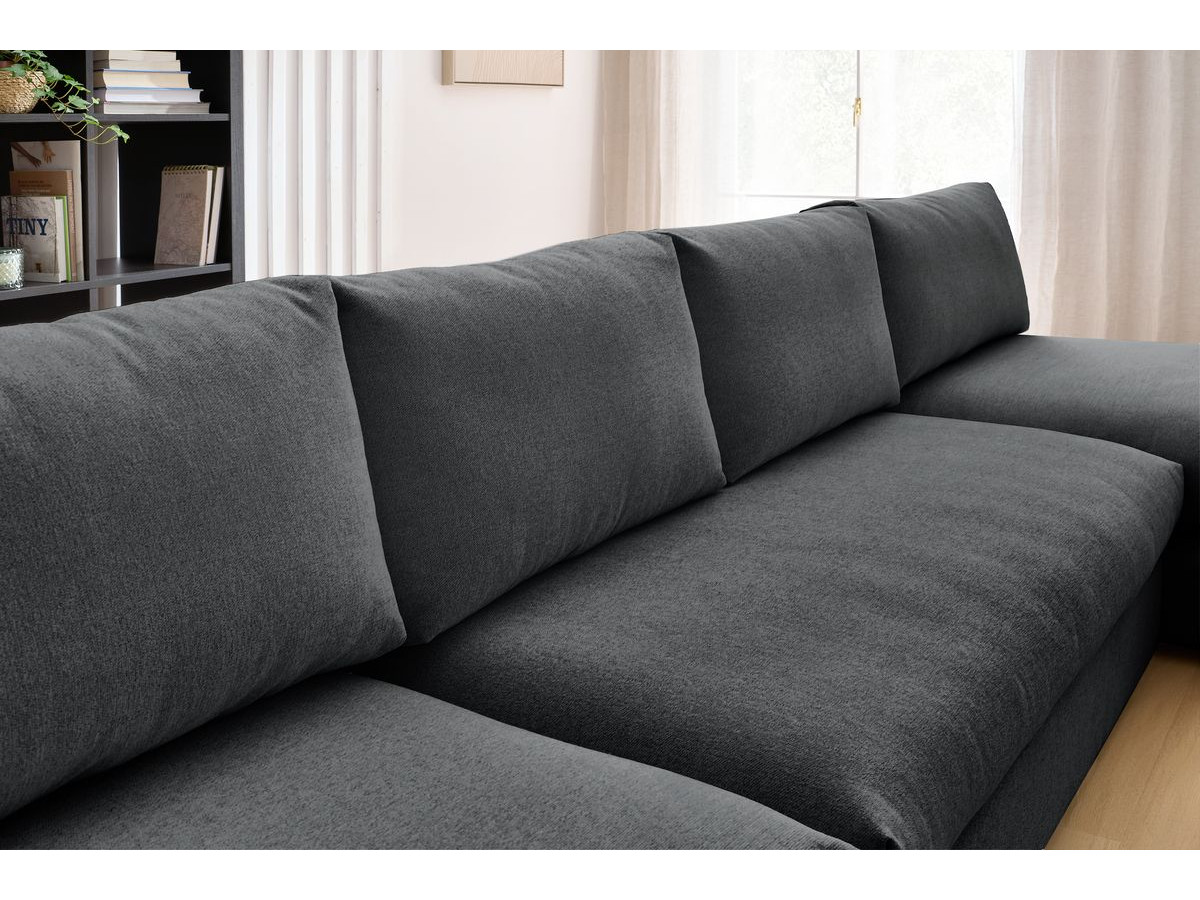 Canapé panoramique fixe modulable PARIS tissu avec 1 chauffeuse 2 places, 2 méridiennes