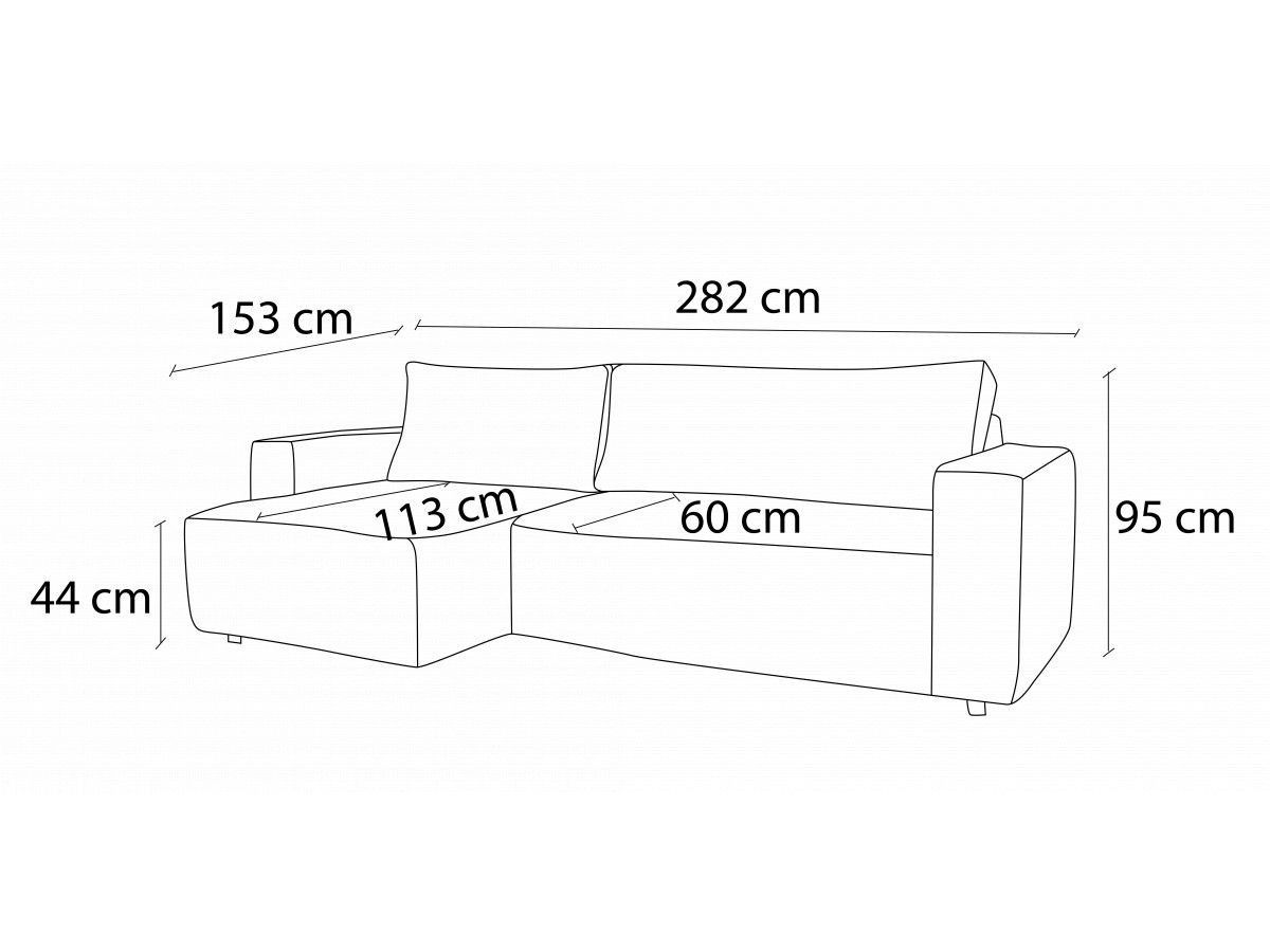 Canapé d'angle réversible convertible coffre NIHAD velours côtelé avec pouf