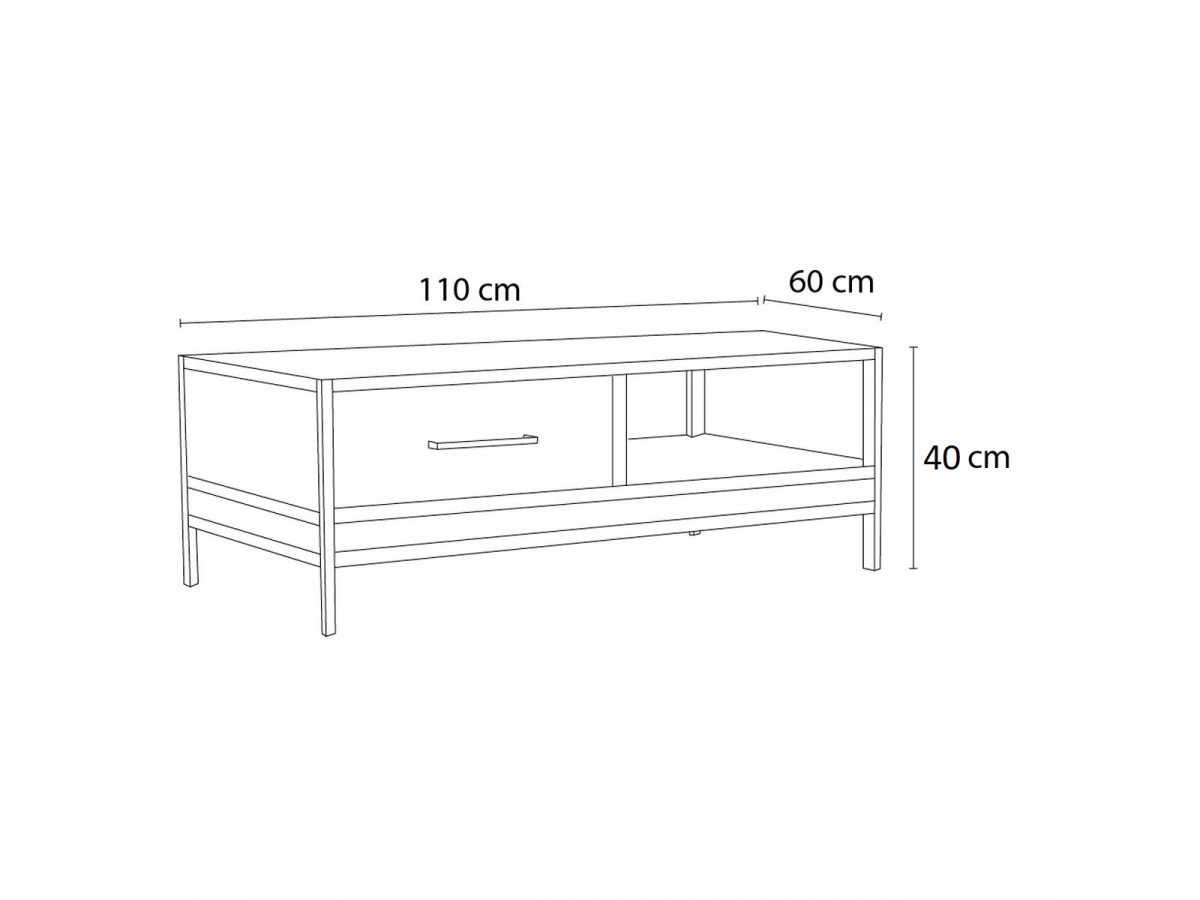 BEAUBOURG salontafel met 1 lade in massief mangohout