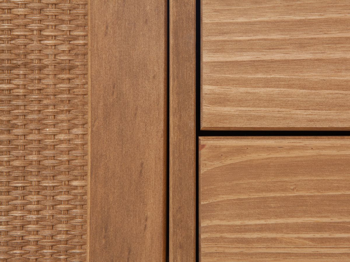 Dressoir 3 deuren 186 cm ALBI in massief hout en rotan