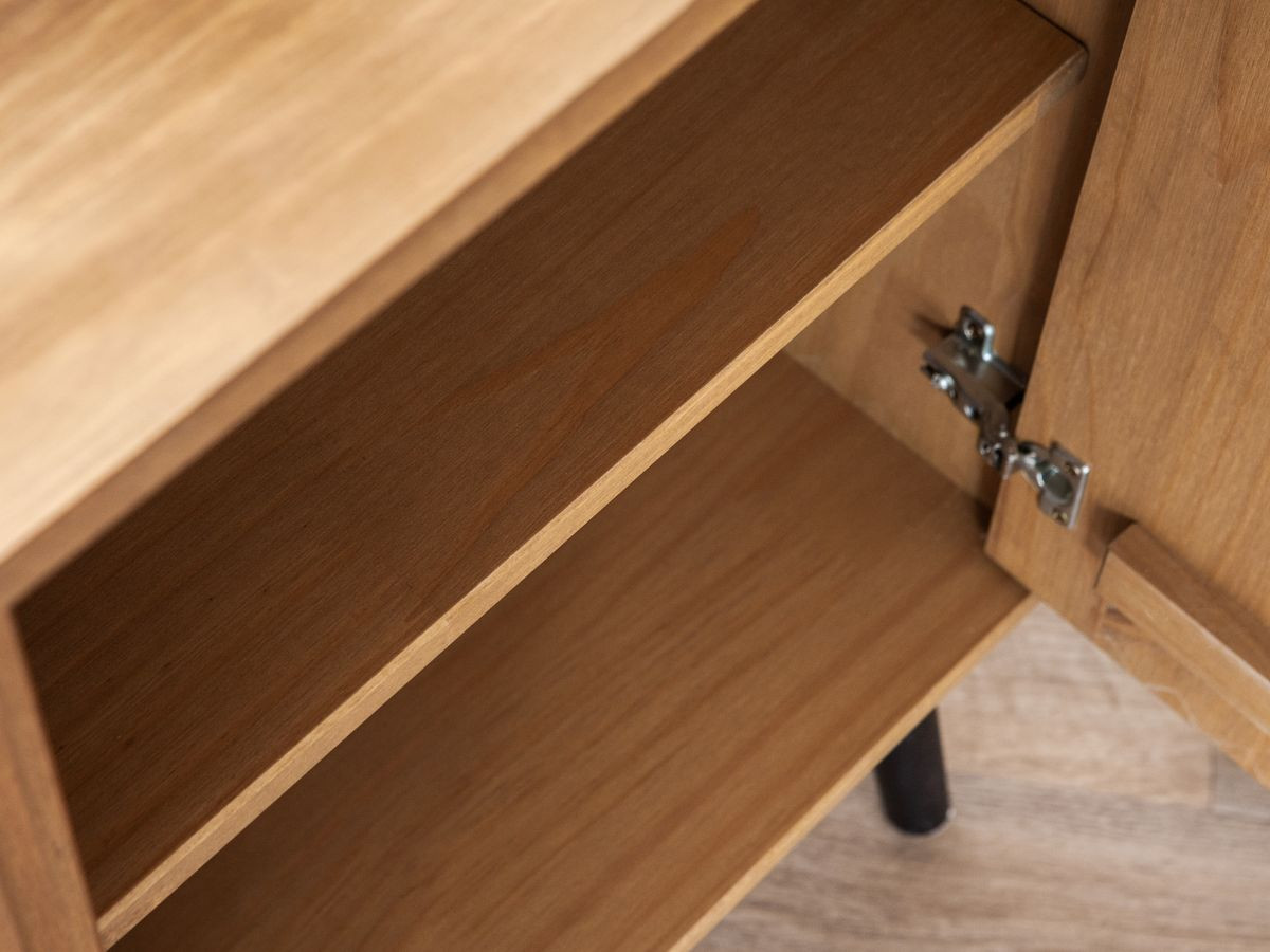 Dressoir 3 deuren 186 cm ALBI in massief hout en rotan