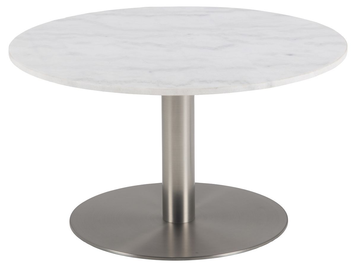 Table basse ronde EVIE marbre blanc pied métal