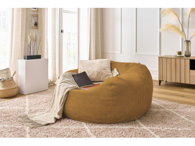 Pouf ultra moelleux VOLTAIRE velours côtelé