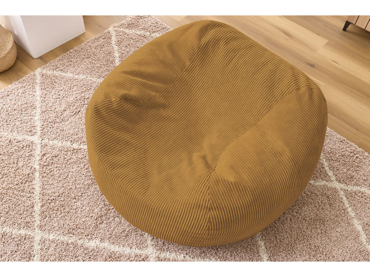 Canapé d'angle fixe EVEREST tissu chiné - Orange - Angle droit - 10 coussins