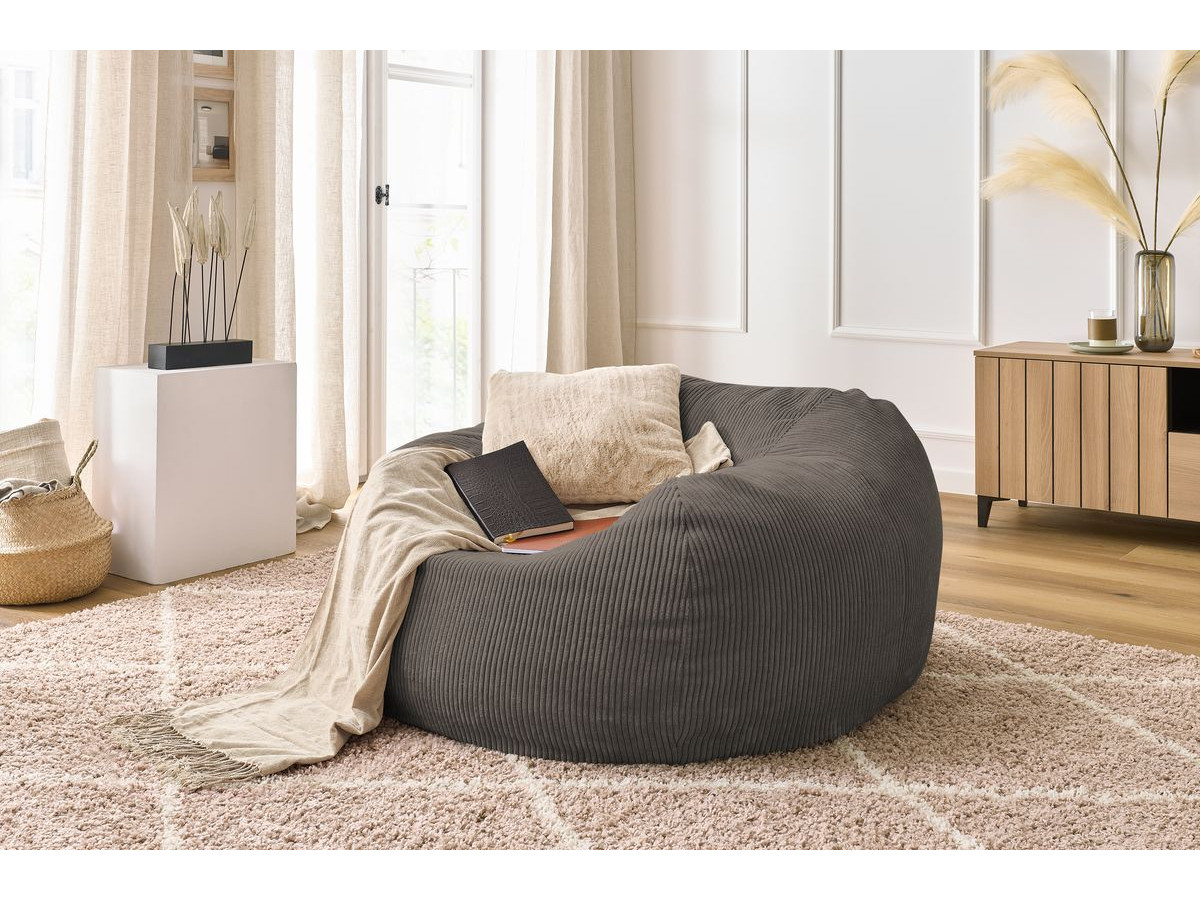Canapé d'angle fixe EVEREST tissu chiné - Orange - Angle droit - 10 coussins