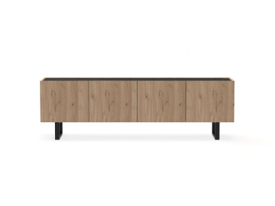 Meuble TV 180 cm OPERA effet chêne et effet marbre noir