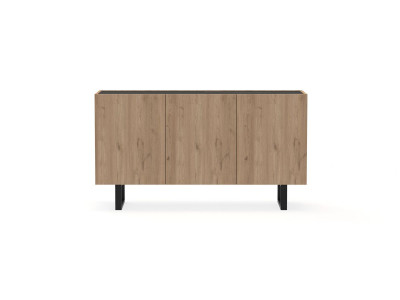 Buffet 3 portes 140 cm OPERA effet chêne et imitation marbre noir