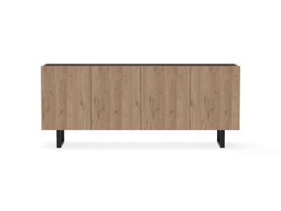 Buffet 4 portes 180 cm OPERA effet chêne et imitation marbre noir