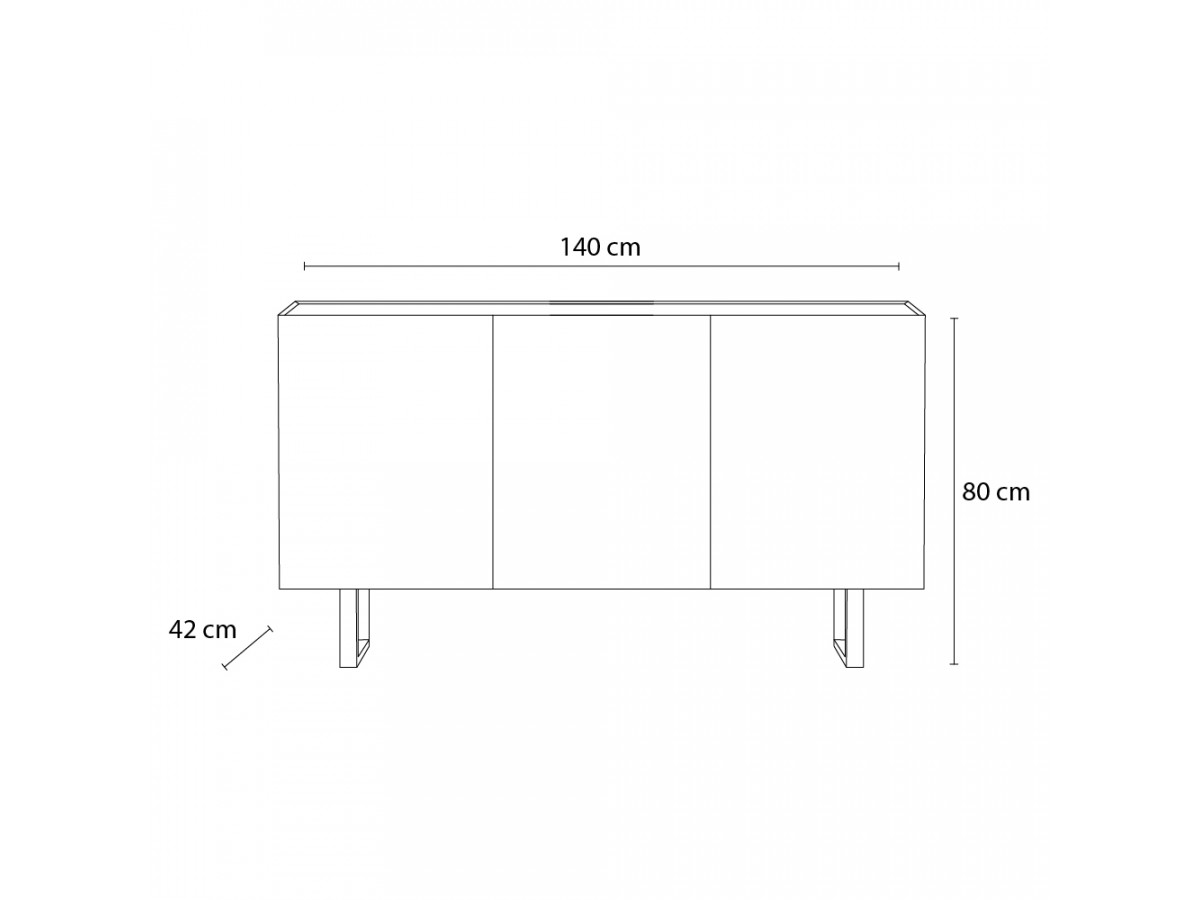 OPERA 3-deurs dressoir 140 cm eikenlook en zwart marmerlook
