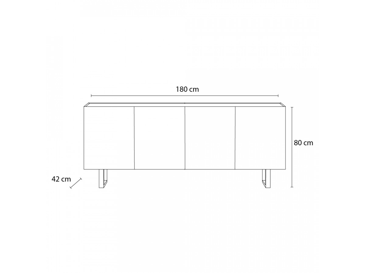 OPERA 4-deurs dressoir 180 cm eikenlook en zwart marmerlook