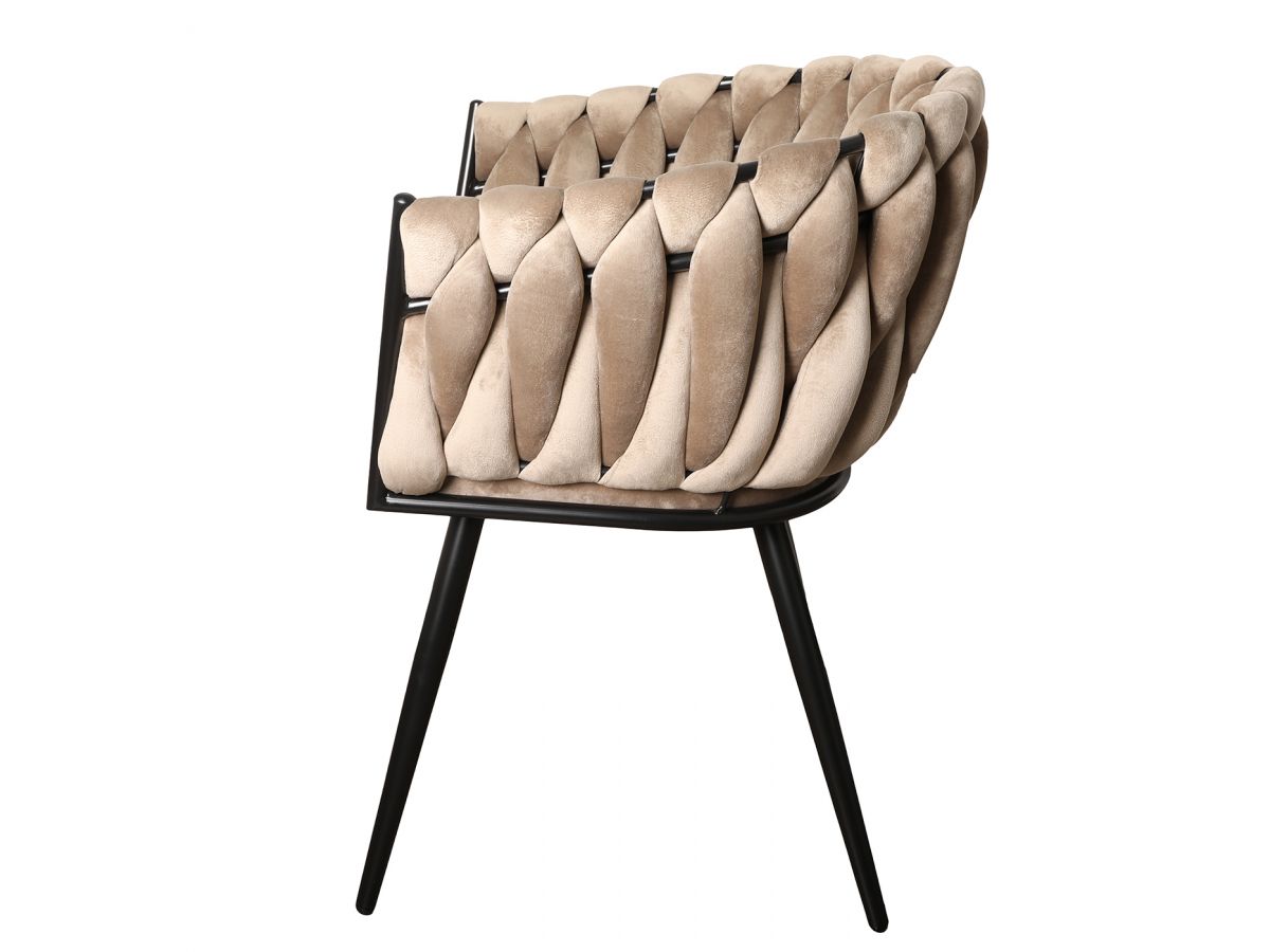 Lot de 2 fauteuils de table CHARLOTTE velours marron clair — vue 6