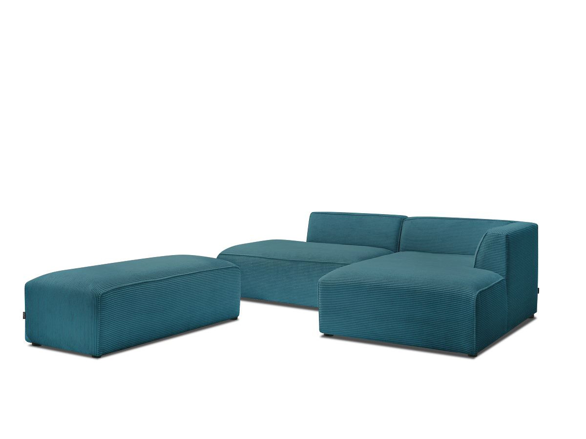 MEGEVE vaste modulaire hoekbank in corduroy stof met voetenbank