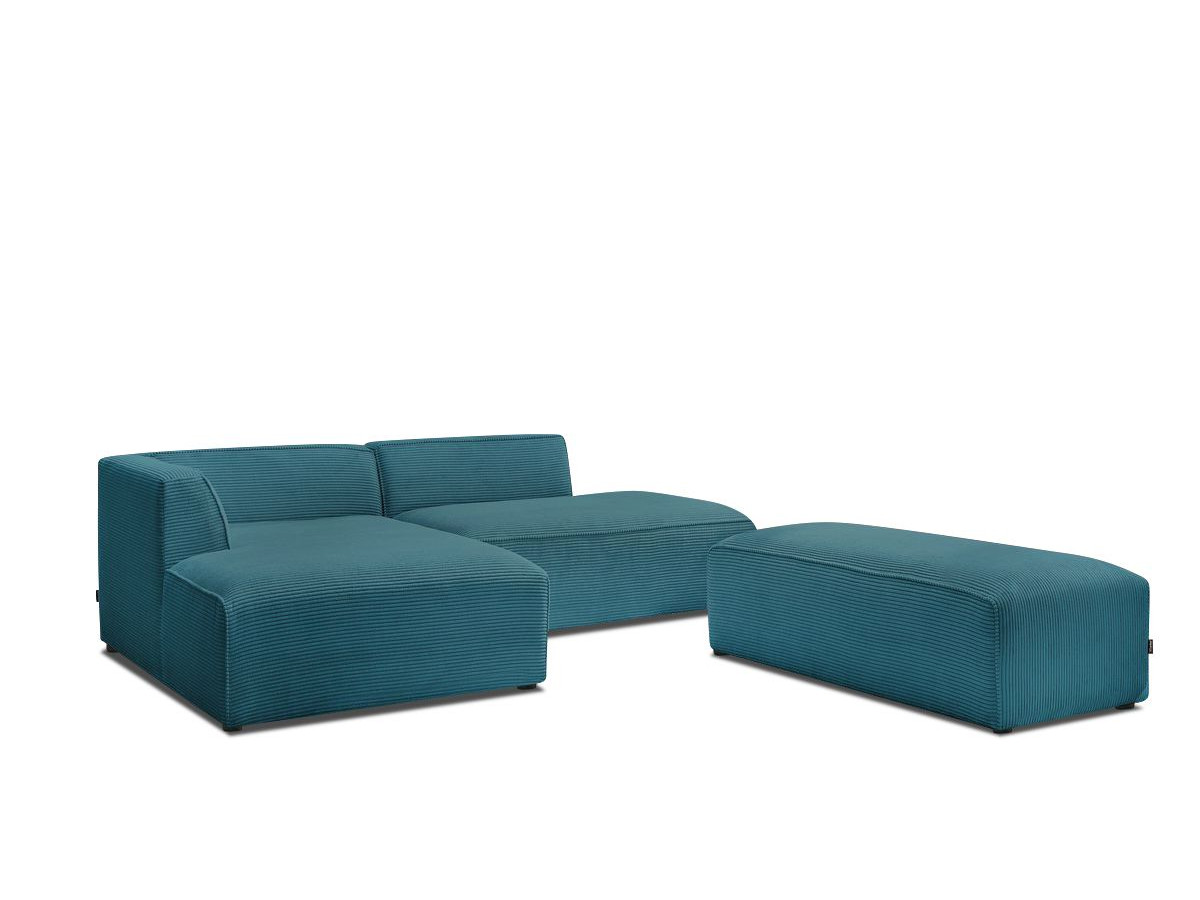 MEGEVE vaste modulaire hoekbank in corduroy stof met voetenbank