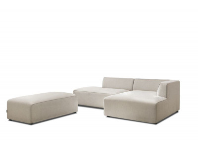 Canapé d'angle fixe modulable MEGEVE tissu chiné avec pouf