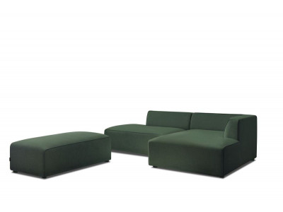 Canapé d'angle fixe modulable MEGEVE tissu chiné avec pouf