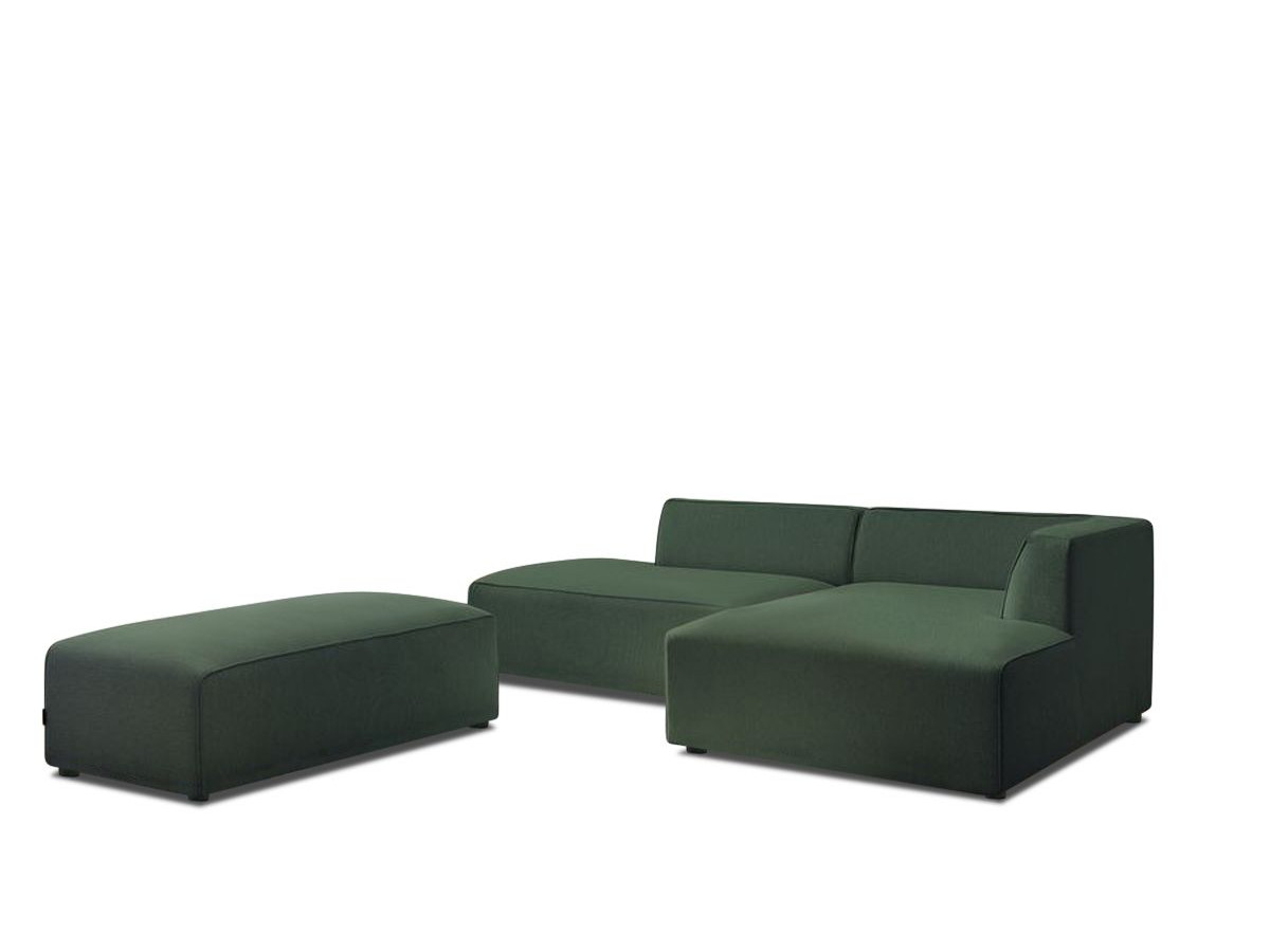 Canapé d'angle fixe modulable MEGEVE tissu chiné avec pouf