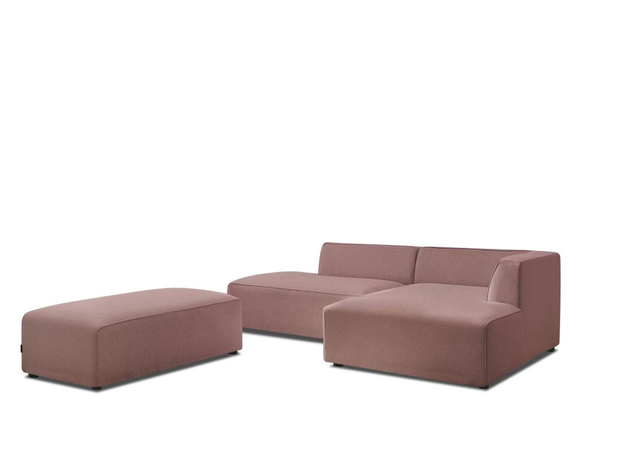Canapé d'angle fixe modulable MEGEVE tissu chiné avec pouf
