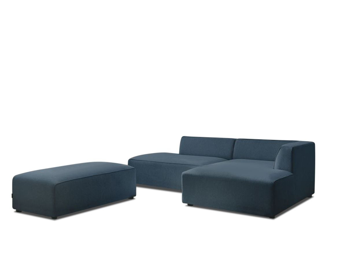 Canapé d'angle fixe modulable MEGEVE tissu chiné avec pouf