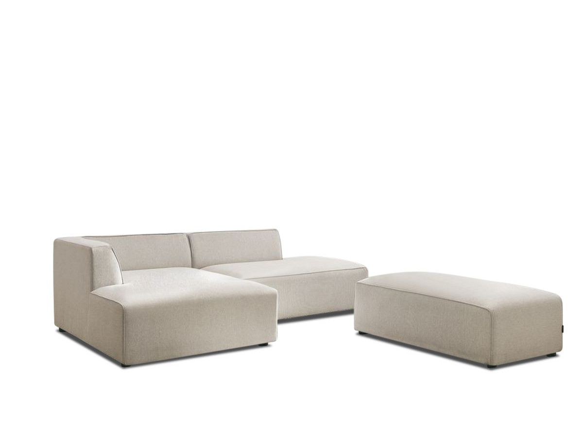 Canapé d'angle fixe modulable MEGEVE tissu chiné avec pouf