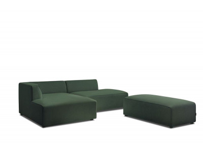 Canapé d'angle fixe modulable MEGEVE tissu chiné avec pouf