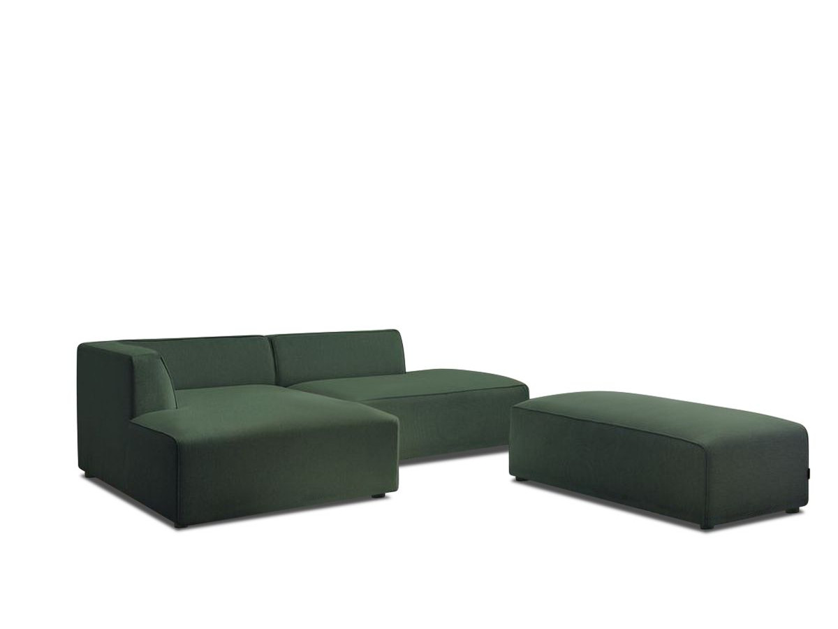 Canapé d'angle fixe modulable MEGEVE tissu chiné avec pouf