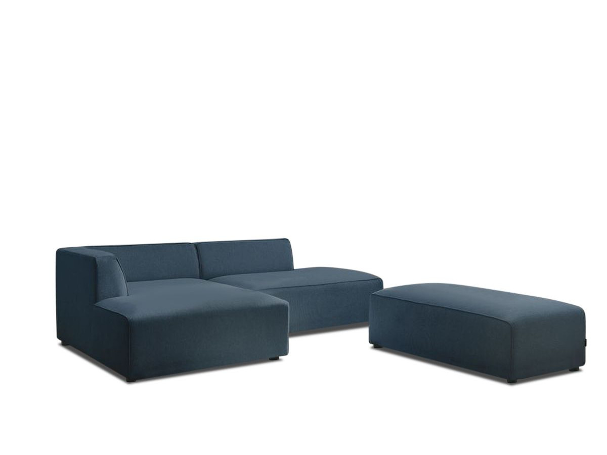Canapé d'angle fixe modulable MEGEVE tissu chiné avec pouf